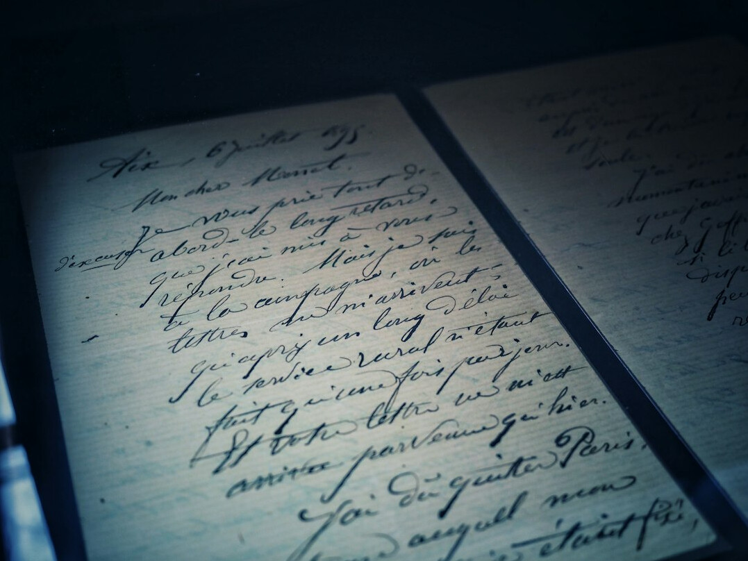 Old handwritten letters and archival documents